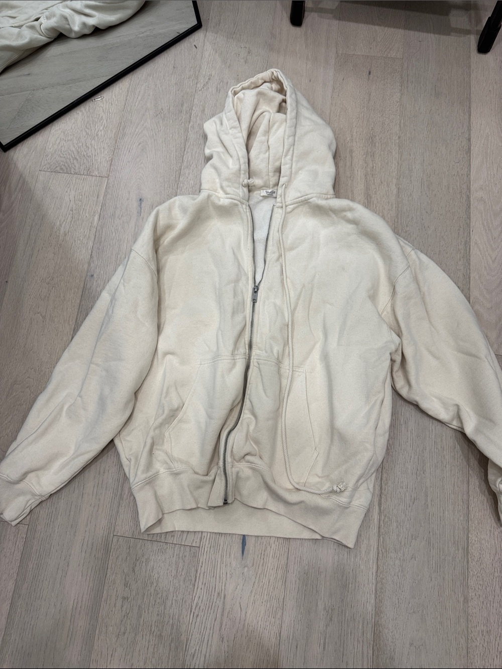 Brandy Melville Cream Full-Zip Hoodie Jacket